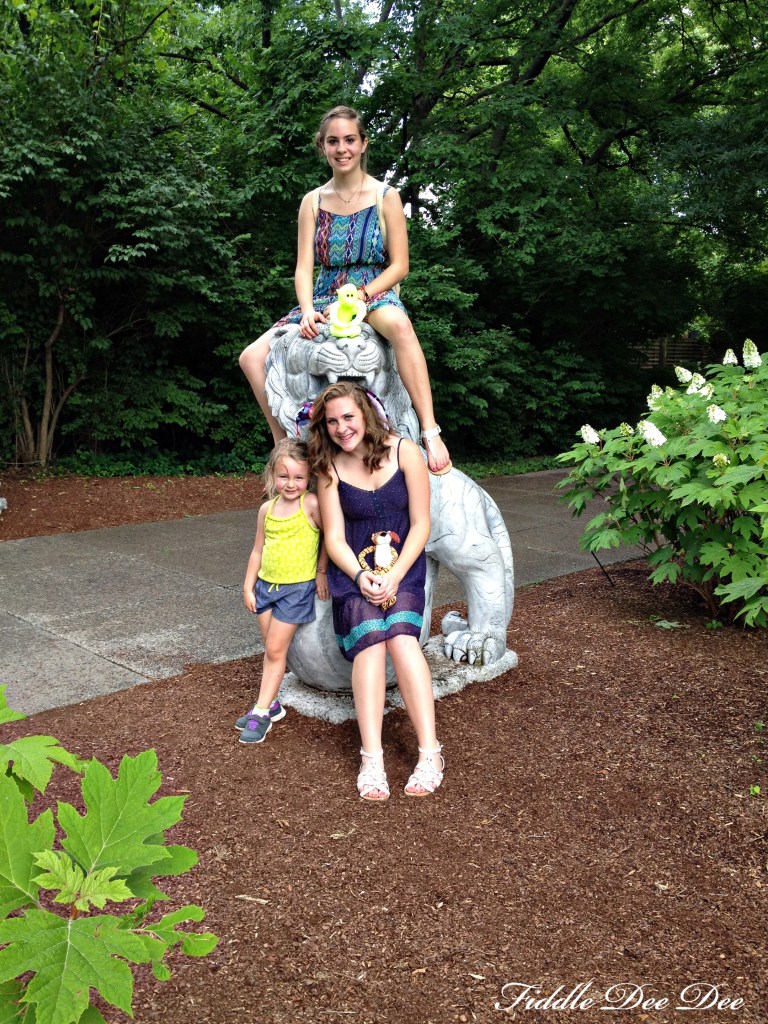 My girls with my little niece, Kynlee in one of the small decorative garden areas.