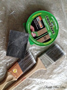 Purdy brushes, Frog Tape and a sanding block to aid in my project