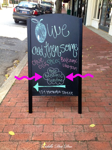 The little sign that peaked my curiosity outside of Olive & Then Some