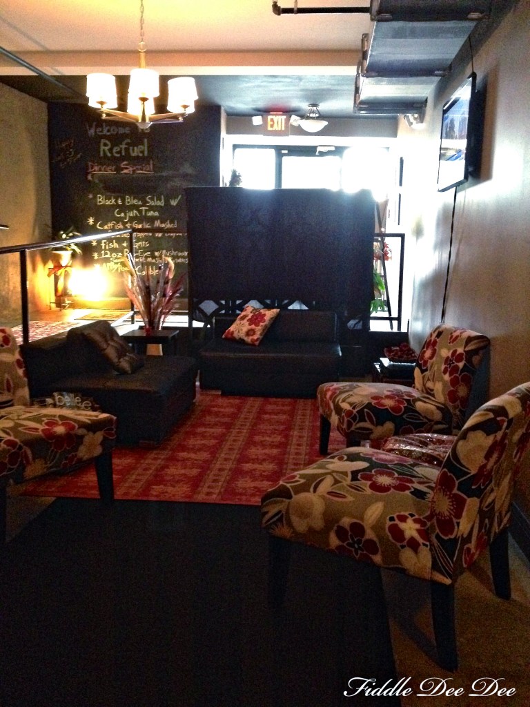 A Cozy little sitting area for enjoying a glass of wine and chatting with friends.