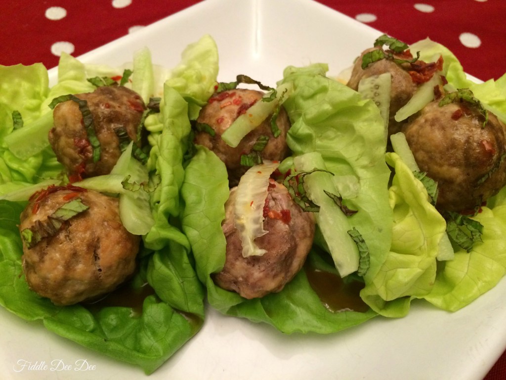 Asian Turkey Meatball Lettuce Wraps; perfect for a low carb yet fillng meal.