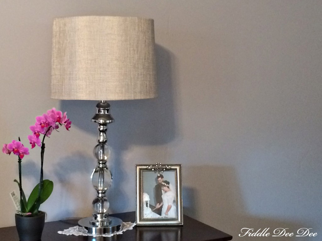 Just a glimpse of the nightstand as we were putting everything into place.