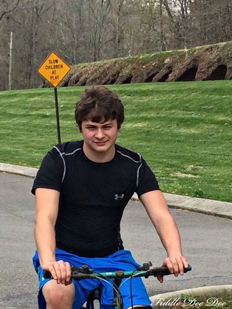 Bradley ready for his brike ride around the lakes at Grundy