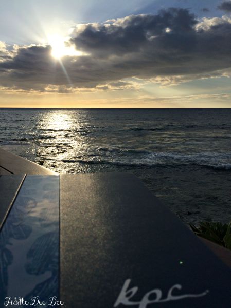 Sitting down to our anniversary sunset supper at KPC