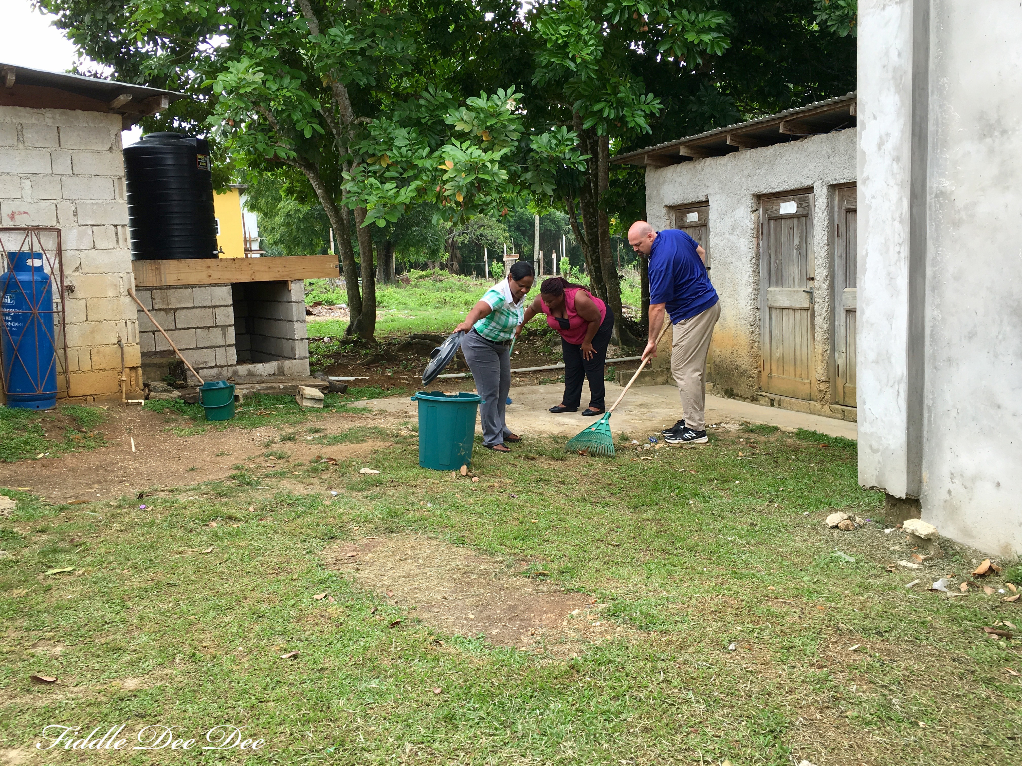cleaning school yard