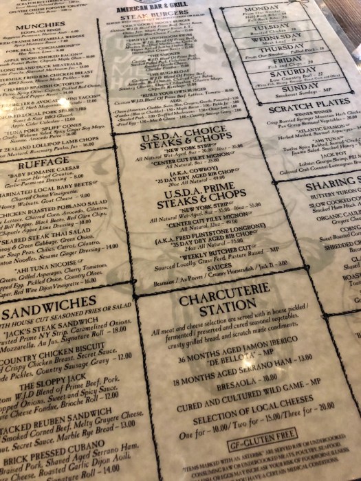 Uncle Jack's Meat House Menu